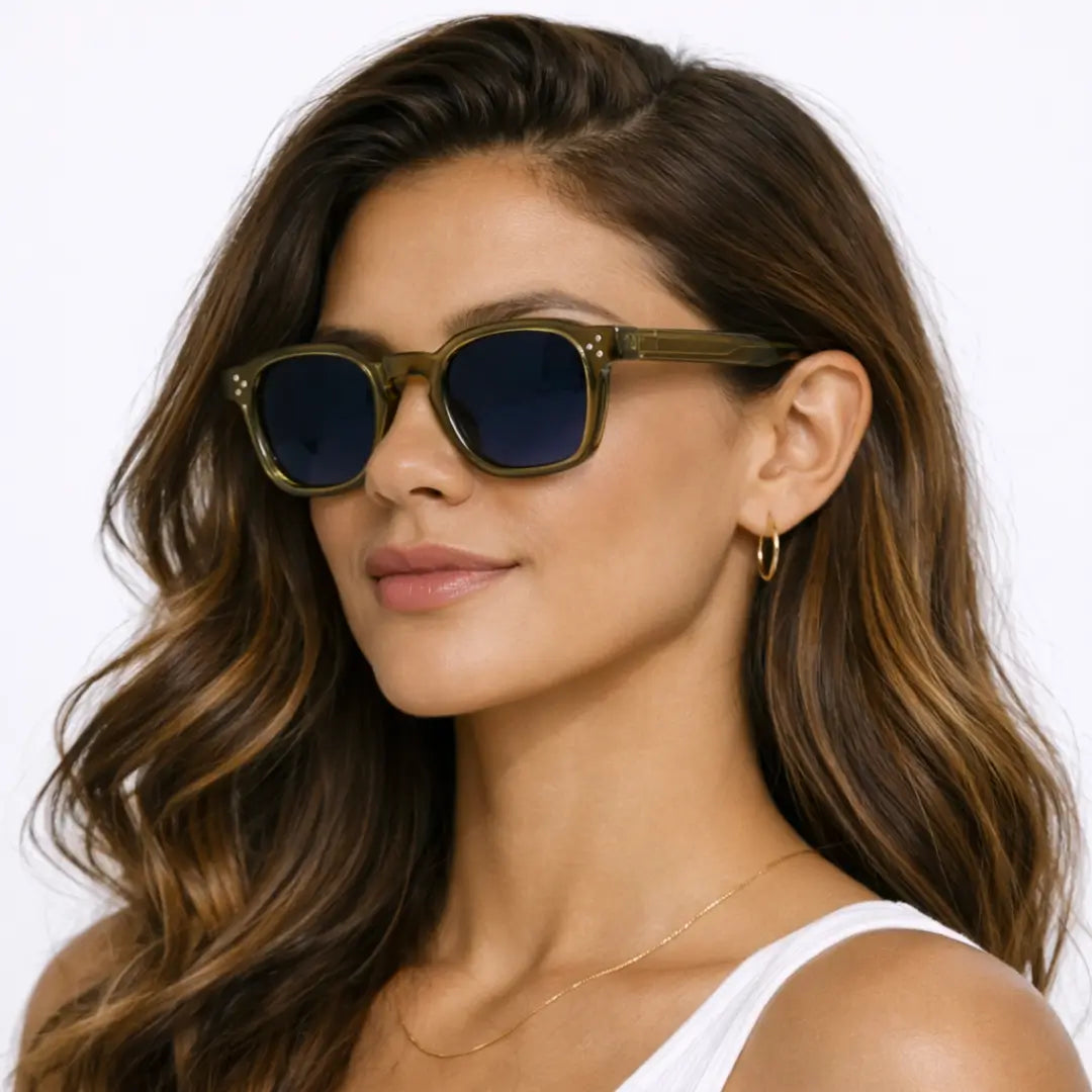 Óculos de Sol Base Deep Olive Crystal, óculos de sol polarizado, óculos de sol masculino, óculos de sol feminino, Óculos de Sol, Caterside